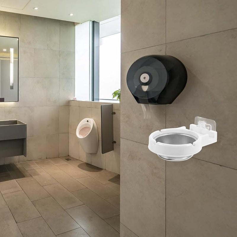 حاوية سجائر من الفولاذ المقاوم للصدأ مثبتة على الحائط مع غطاء للاستخدام المنزلي والتجاري باللون الأبيض - Image 3